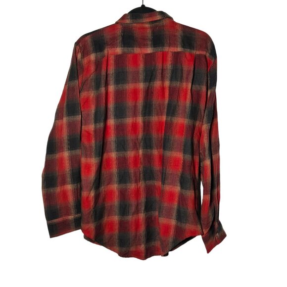 L.I.F.E. Womens Red and Brown Plaid Button-Up Shirt Size Large Evermore Fall - Picture 2 of 9